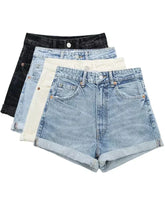 Woman Elegant Pocket Button Denim Jean Shorts