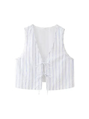 Women Striped Vest Sleeveless Tops + High Waist Long Casual Pant 2 Piece Outfits