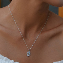 Sterling Silver 925 Guarding Hand Pendant & Necklace