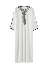 Men Moroccan Dubai Embroidered Loose Breathable Abaya Summer