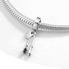 Women Accessories 925 Sterling Silver Ribbon Chocolate Heart Bead Bracelet