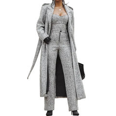 Women Casual Lapel Woolen Long Coat