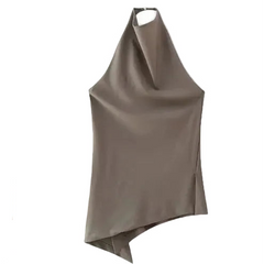 Woman Elegant Halter Tops & Straight Leg Pants Suit