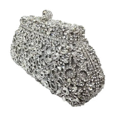 Women Boutique Crystal Flower Clutch Handbag