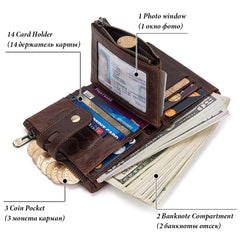 Men Cowhide Genuine Leather Wallet Coin Purse