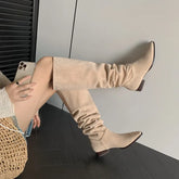 Accessories Women Faux Suede Pleated Boots