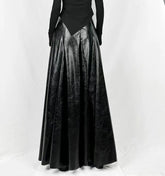 Women Black Winter Leather Flared A-line Skirt