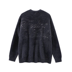Women Angels Embroidery Cashmere Design Knitted Oversized Sweater