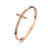 Women Cuff Bangles Cross Crystal Bracelets