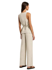 Women Slim Khaki Linen Pants Co Ord