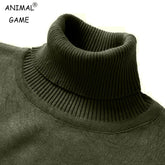 Mens Vintage Knitted Warm Turtleneck Sweater Tops