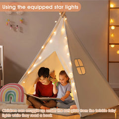Kids Portable Tipi Cabana Tents with Carpet LED Lights