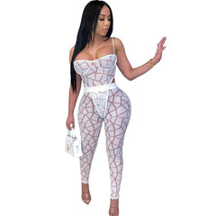 Women Beach Bodysuit Top and Pants Suit - 2 Piece