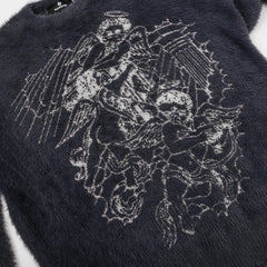 Women Angels Embroidery Cashmere Design Knitted Oversized Sweater