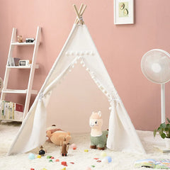 Kids Portable Tipi Cabana Tents with Carpet LED Lights