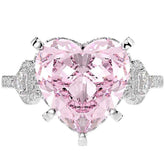 100% 925 Sterling Silver Heart Pink Sapphire Gemstone Ring