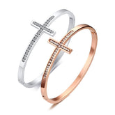 Women Cuff Bangles Cross Crystal Bracelets