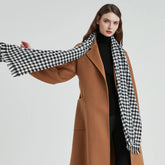 Women Tassel Plaid Headdress Warm Scarf