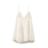Women Cotton White Sleeveless A-line Tops