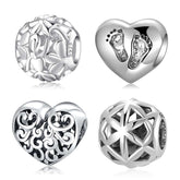 100% Authentic 925 Sterling Silver Ribbon U-shape Chocolate Heart Family Beads Fit Original JIUHAO DIY Bracelet Jewelry Making