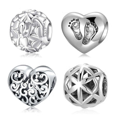 100% Authentic 925 Sterling Silver Ribbon U-shape Chocolate Heart Family Beads Fit Original JIUHAO DIY Bracelet Jewelry Making