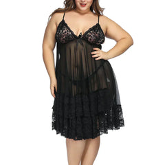 Women Curve + Lace Lingerie Nightgown