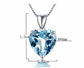 Woman Crystal Sapphire Pendant Necklace Jewelry Set
