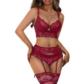 Women 4Pcs Lingerie Sexy Hosiery Set