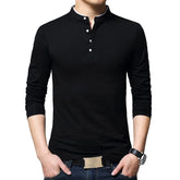 Mens Mandarin Collar Long Sleeve T-Shirt
