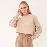 Women Casual Long Sleeve Short Sweatshirts Pullovers