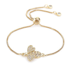 Women Cubic Zirconia Bee Charm Bracelet