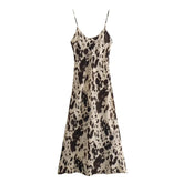 Women Animal Pattern Printed Silk Satin Skirt