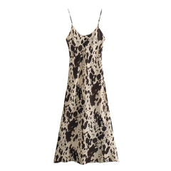 Women Animal Pattern Printed Silk Satin Skirt