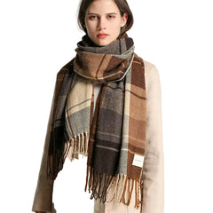 Women Winter Cashmere Tassel Knitted Foulard Blanket Shawl