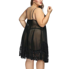 Women Curve + Lace Lingerie Nightgown