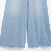 Women Halter Wide Leg Light Denim Jumpsuit