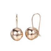 Woman Rose Gold Zircon Dangle Ball Earrings
