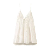Women Cotton White Sleeveless A-line Tops