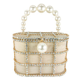 Accessories Women Boutique Pearl Crystal Top-Handle Bucket Bag
