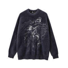 Women Angels Embroidery Cashmere Design Knitted Oversized Sweater