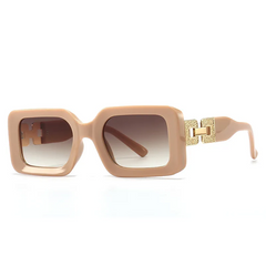 Accessories Women Rhinestone Chain Square Frame Sunglasses