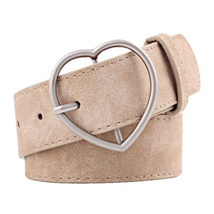 Accessories Frosted Leather Metal Heart Buckle Wide Belt