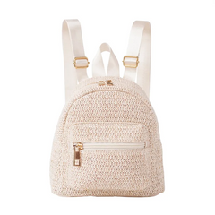 Accessories Casual Stylish Straw Woven Zipper Backpack