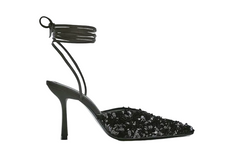 Women Black Sequined Slingback Stiletto