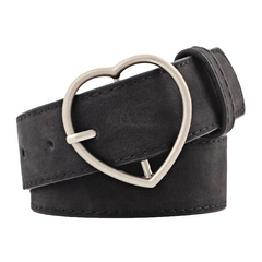 Accessories Frosted Leather Metal Heart Buckle Wide Belt