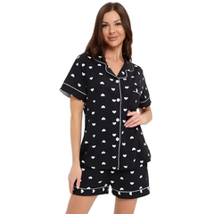 Women Casual Heart Print Pajamas Set