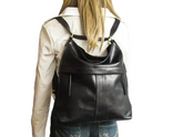 Accessories Women Vintage Black Waxed PU Leather Backpack Shoulder Bag
