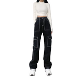 Women Casual Edgy Stitching Cargo Pants
