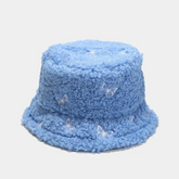 Women Creative Butterfly Embroidery Plush Bucket Hat