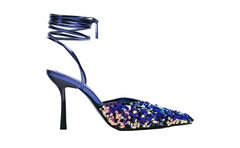 Women Black Sequined Slingback Stiletto